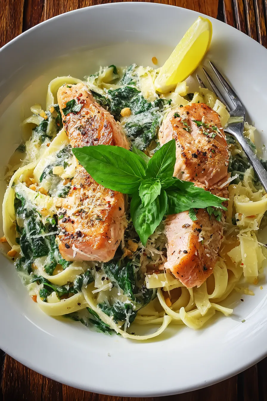 Salmon Spinach Pasta – Eva Recipe